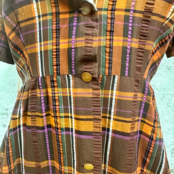 Vintage Prairie Plaid House Dress by Leisure Lady - Picture 4 of 9